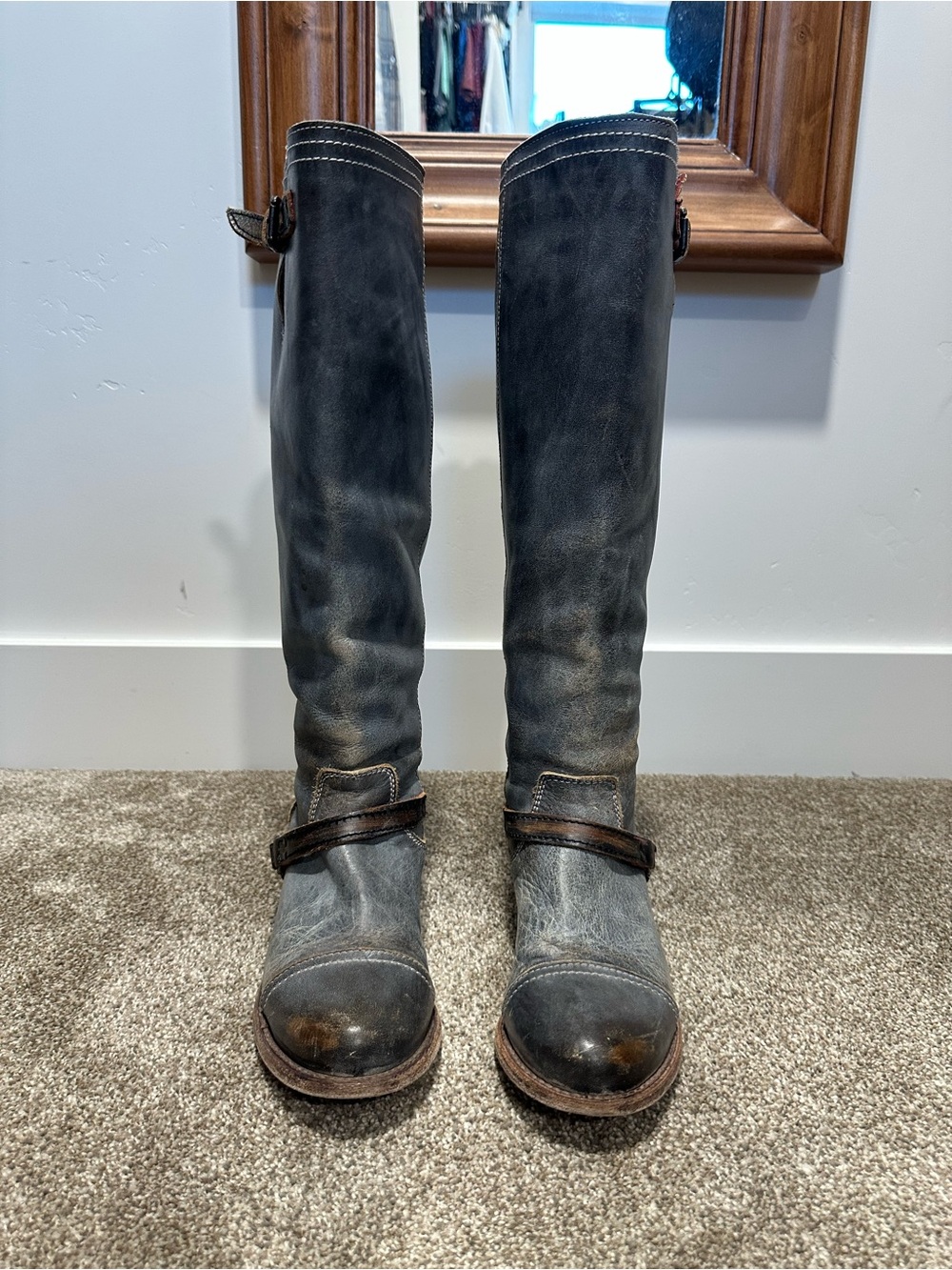 Freebird Gray Leather Riding Boots - Roadie